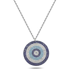 Brezza Lusso Jewelry Koruyucu Mavi Harmoni Zen Dairesi Nazar Kadın Gümüş Kolye