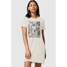 Rock&Roll Doğal Kız Gri Kısa Kollu Penye T-Shirt Elbise