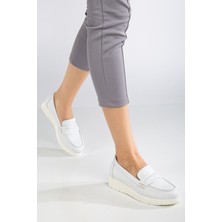 Analin Shoes Kadın  Deri Rahat Günlük Ayakkabı - Beyaz