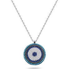 Brezza Lusso Jewelry 925 Ayar Nazarlı Sosyete Gözü Kadın Gümüş Kolye