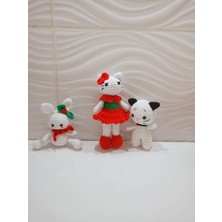 3'lü Amigurumi Oyuncaklar (Tavşan, Hellokitty, Kedi)