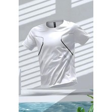 Oksit Fusto Mikro Polyester Slim Fit Erkek Antrenman Tshirt Beyaz Renkli Performans Tarzı