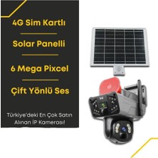 Solar Panelli, Güneş Enerjili, Sım Kartlı 4g, 6mp Çift Lensli Ptz Güvenlik Kamerası Hareket Algılama