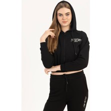 Kadın Fermuarlı 3 Iplik Sweatshirt Siyah
