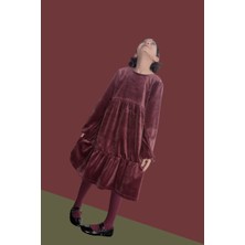 Angel&Co. Kız Çocuk Modest Pamuk Kadife Midi Elbise