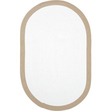 Milda 123 Beyaz Kahve Jüt Hasırlı El Örgüsü Çift Taraflı Kilim Oval Jüt Halı
