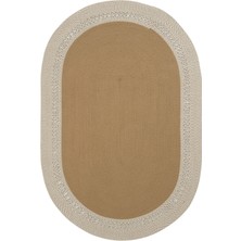 Milda 122 Kahverengi Jüt Hasırlı El Örgüsü Çift Taraflı Kilim Oval Jüt Halı