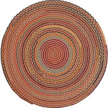 Milda 120 Multi Jüt Hasırlı El Örgüsü Çift Taraflı Kilim Renkli Yuvarlak Jüt Halı