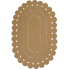 Milda 121 Kahverengi Jüt Hasırlı El Örgüsü Çift Taraflı Kilim Oval Jüt Halı