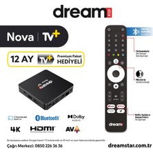 Dreamstar Nova | TV+ (12 Ay Premium Üyelik Hediyeli) 4K Lisansli Android TV Box | 2GB Ram | 32GB Hafıza