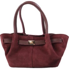 Mio Gusto  Süet Bordo Renk Mini El ve Kol Kadın Çantası