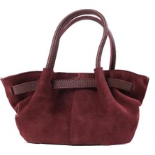 Mio Gusto  Süet Bordo Renk Mini El ve Kol Kadın Çantası