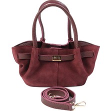 Mio Gusto  Süet Bordo Renk Mini El ve Kol Kadın Çantası