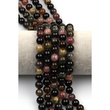 Alibaba Doğaltaş Renkli Turmalin Doğal Taş Dizi 10 mm Küre Kesim