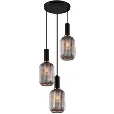 Rsylight Rustik Dekoratif Metal Modern Yuvarlak Siyah Bal Opal Camlı 3 Lü Avize