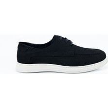 Erkek Mat Siyah Hakiki Deri Ortopedik Casual Ayakkabı