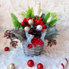Lotus Hediye Kokinalı Yılbaşı Noel Ahşap Saksı Içerisinde Arajman