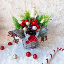 Lotus Hediye Kokinalı Yılbaşı Noel Ahşap Saksı Içerisinde Arajman