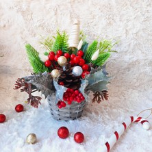 Lotus Hediye Kokinalı Yılbaşı Noel Ahşap Saksı Içerisinde Arajman