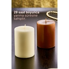 Grimor Life 2'li Dekoratif Mum Seti -  Mum - Krem Kahverengi Mum