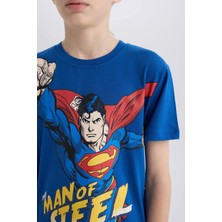 DeFacto Erkek Çocuk Superman Pijama Takımı Kısa Kollu Üst Şort D8765A8NS