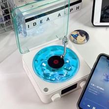 Retro Pikap Plak Çalar Hoparlör Şarjlı Kablosuz Projektör Gece Lambası Bluetooth Hoparlör