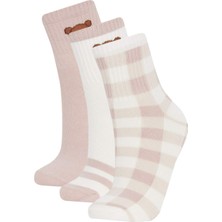 DeFacto Kadın Ayıcık Desenli 3'lü Pamuklu Soket Çorap A8691AXNS