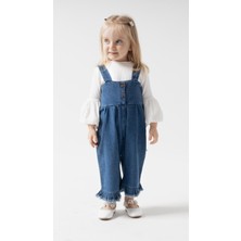 Babymod Palazzo Baby Girl Child Jeans Overalls Jumpsuit Luxury 100% Cotton Lycra Rib Balloon Blouse Denim Jeans Set