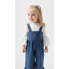 Babymod Palazzo Baby Girl Child Jeans Overalls Jumpsuit Luxury 100% Cotton Lycra Rib Balloon Blouse Denim Jeans Set