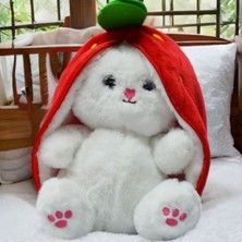 Çilek Peluş Tavşan Sevgiliye Özel Tasarım Orta Boy (Açık Hali 50CM Kapalı Hali 30CM)