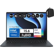 Asus Expertbook B1 B1503CVA Intel Core I7-1355U 8gb Ddr5 4tb SSD Windows 11 Home 15.6 Fhd Intel UHD Graphic Taşınabilir Bilgisayar WI716G512B1DH05+ZETTAÇANTA
