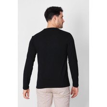 ADAM BOXES V Yaka Uzun Kollu T-shirt NP-Trelargo - Siyah