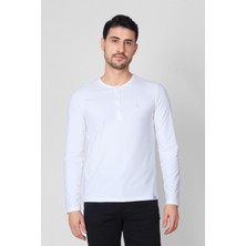 ADAM BOXES Düğmeli Bisiklet Yaka Uzun Kollu T-shirt NP-Collargo - Ekru