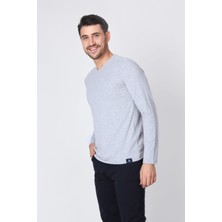 ADAM BOXES O Yaka Uzun Kollu T-shirt NP-Dolargo - Açık Gri