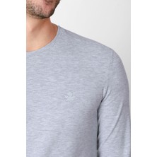 ADAM BOXES O Yaka Uzun Kollu T-shirt NP-Dolargo - Açık Gri