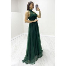ZKS Grup Tekstil - Kadın Drapeli Kolsuz Tül Abiye Elbise Kırmızı, Zümrüt Yeşil, Saks Mavi, Mor, Bebe Mavi, Beyaz, Siyah, Bordo