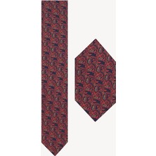 Ysf Erkek Lacivert Taba Karışık Desenli Kravat Mendil Set