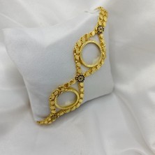 Moda Altın Kaplama Arpa Pullu Nazarlı Bileklik