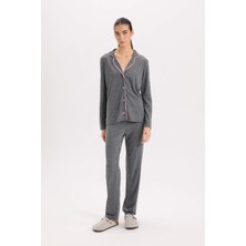 DeFacto Pijama Takımı Regular Fit Uzun Kollu Üst Uzun Alt-Fall in Love E2246AXNS