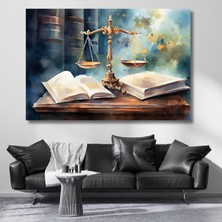 Artarilion Kitap ve Terazi Hukuk Adalet Kanvas Tablo Modeli Ofis Tablosu