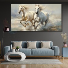 Artarilion Sahilde Koşan Atlar Kanvas Duvar Tablosu Salon Tablosu At Tablosu