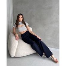 Paw Garage Kadın Lunor Beli Cırtlı Palazzo Pantolon, Likralı Yüksek Bel Pantolon