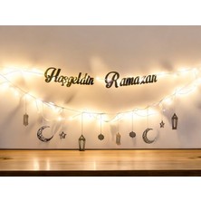 212TOYZZ Ramazan Ayına Özel Hoşgeldin Ramazan Ledli Aynalı Ahşap 4 mm Duvar Süsü