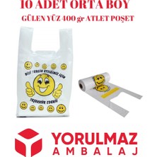 10 Adet Orta Boy Gülen Yüz Rulo Atlet Poşet 400 gr