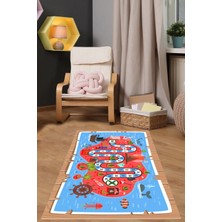 Napoli Home Dijital Baskılı Korsan Yol Desenli Yıkanabilir Kaymaz Taban Çocuk Odası Halısı, Çocuk-51-Kırmızı,