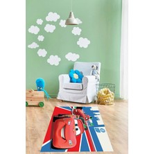 Napoli Home Dijital Baskılı Yarış Araba Desenli Yıkanabilir Kaymaz Taban Çocuk Odası Halısı, Çocuk-61-Kırmızı,