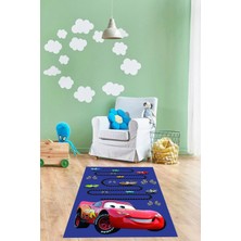 Napoli Home Dijital Baskılı Yarış Araba Modelli Yıkanabilir Kaymaz Çocuk Odası Halısı, Çocuk-59-Mavi,