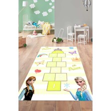 Napoli Home Dijital Baskılı Kraliçeli Seksek Model Yıkanabilir Kaymaz Taban Çocuk Odası Halısı, Çocuk-76-Sarı,