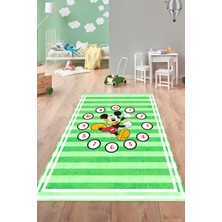 Napoli Home Baskılı Çizgi Film Fare Figürlü Model Yıkanabilir Kaymaz Taban Çocuk Odası Halısı, Çocuk-77-Yeşil,