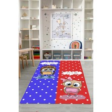 Napoli Home Dijital Baskılı Iki Renkli Desen Yıkanabilir Kaymaz Taban Çocuk Odası Halısı, Çocuk-83-Kırmızı,